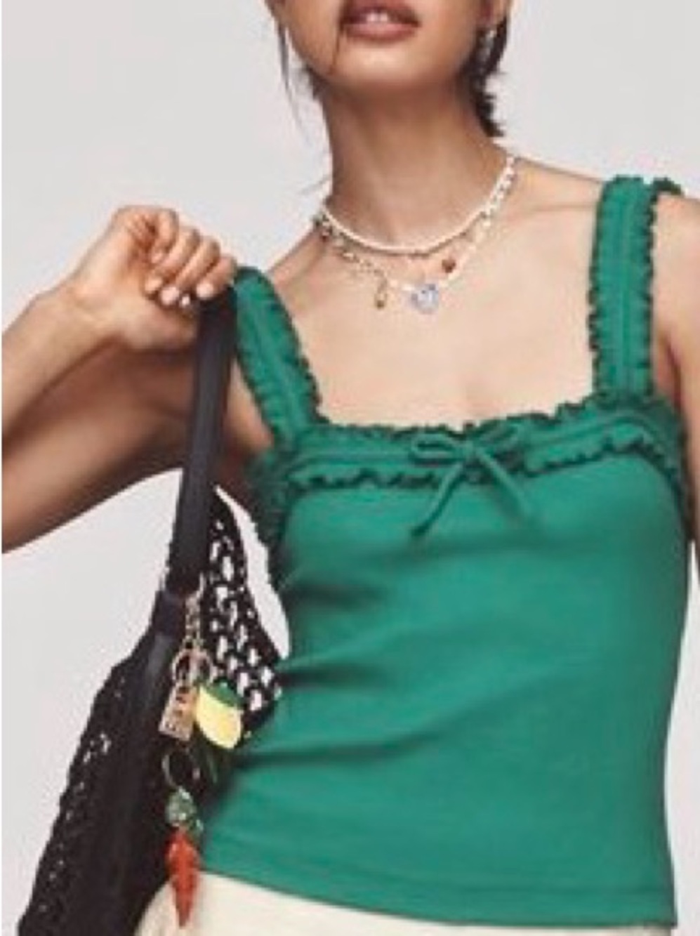 Maeve Green Ruffled Cami Top - L NWT